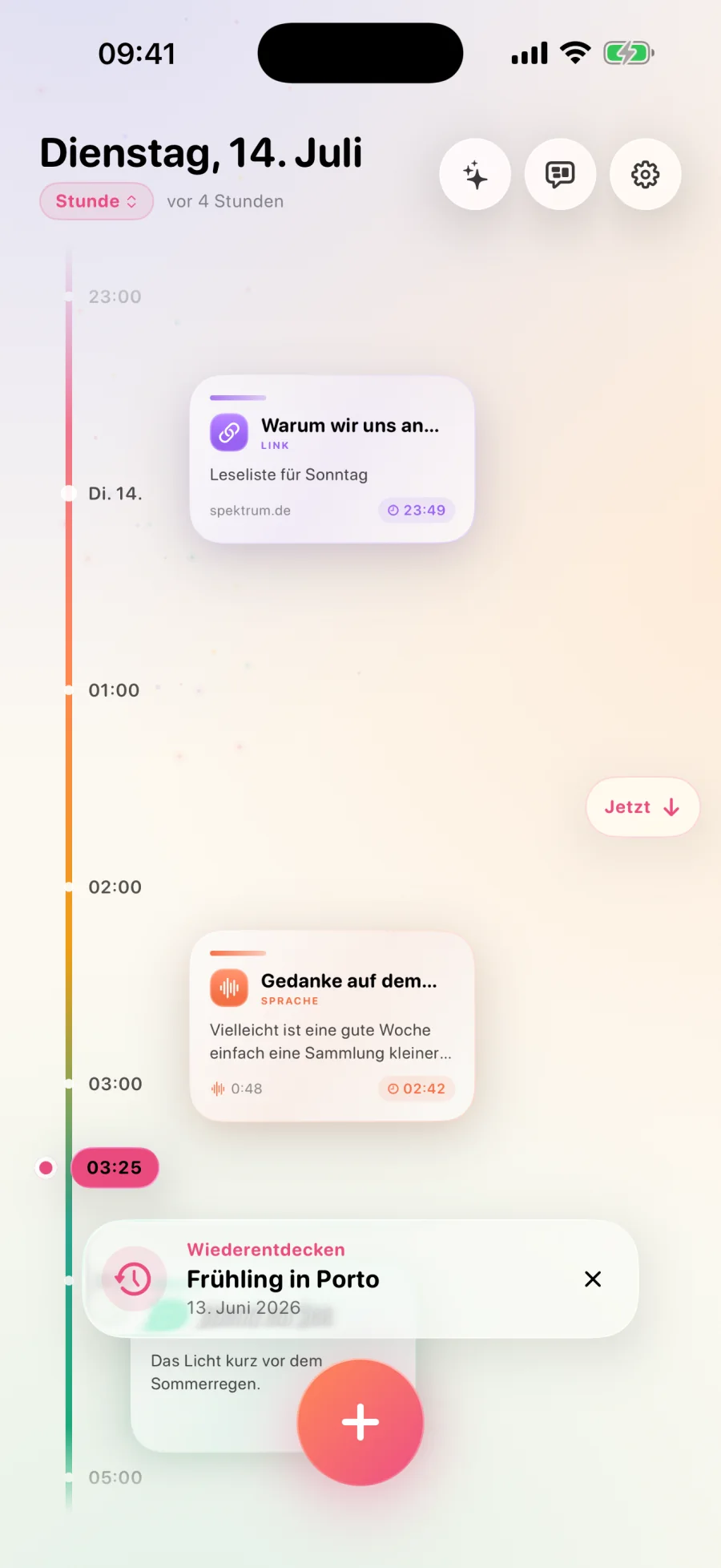 Tili Timeline mit persönlichen Momenten